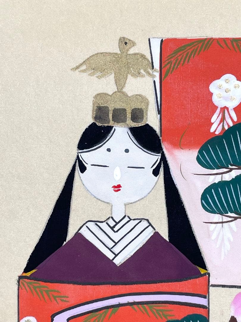 長谷川清堂 「雛之図」 真筆肉筆品 ひな祭り 日本画 掛け軸 掛軸 茶掛 絵画