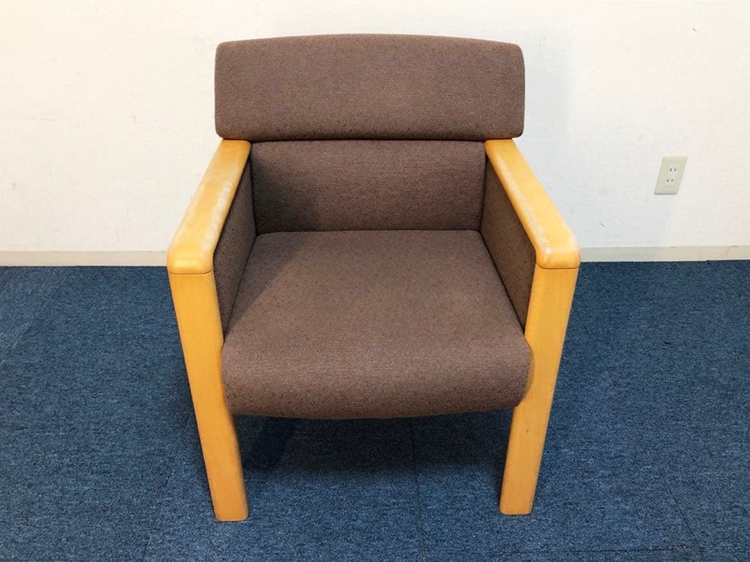 jam okamura 超高級1人用ソファ布張りブラウン生地イージーチェア