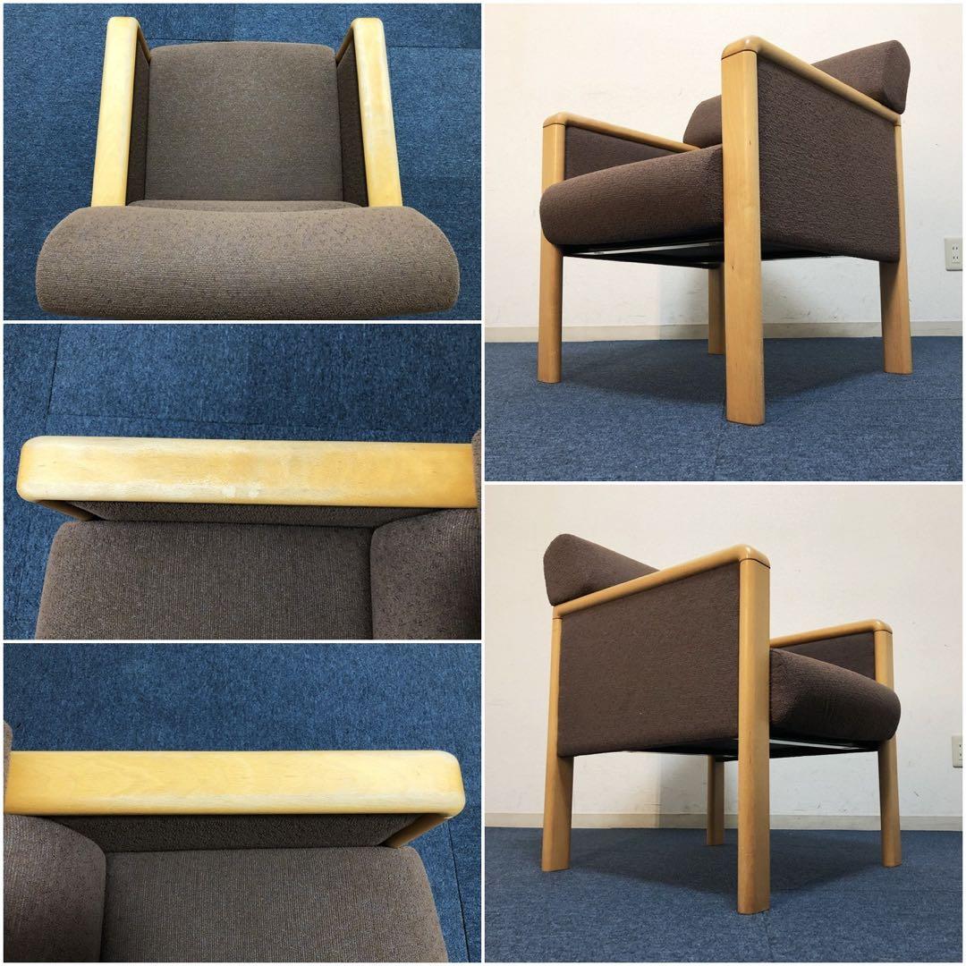 jam okamura 超高級1人用ソファ布張りブラウン生地イージーチェア