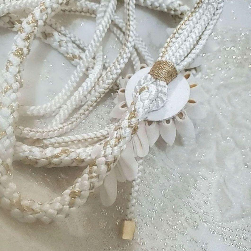 新品 振袖用 帯締め 帯〆 つまみ細工 剣菊 正絹 成人式 結婚式 つまみ飾り