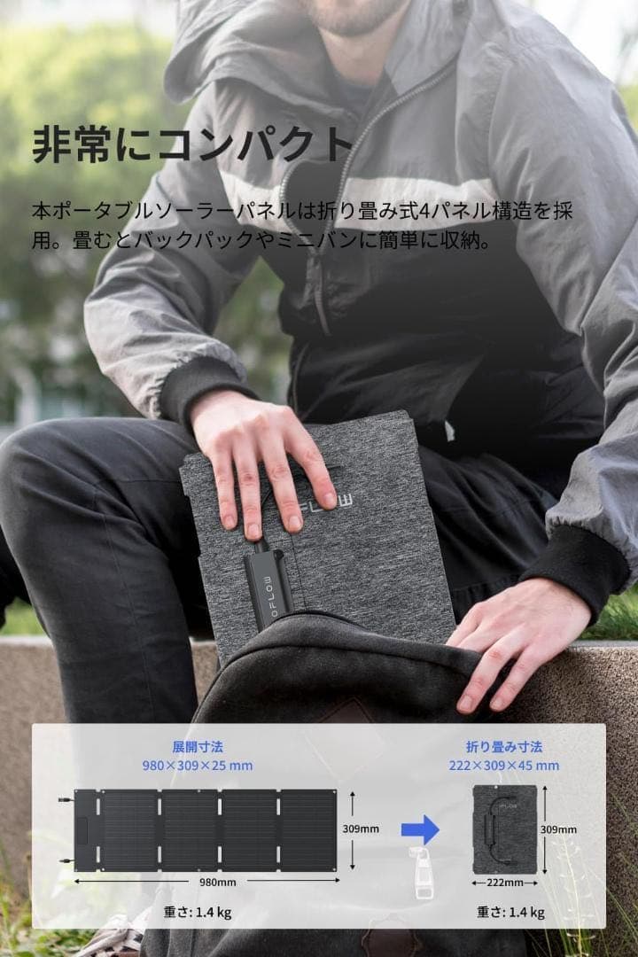 EcoFlow 45Wソーラーパネル（Type-c充電対応）新品未使用