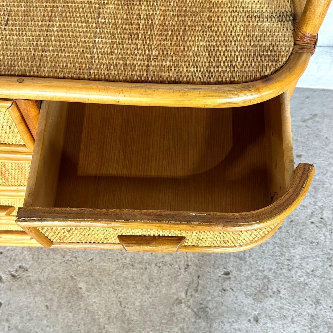 ꧁ラタン꧂ 70s〜80s昭和レトロ♢ ラタンチェスト 5段 籐家具 ナチュラル