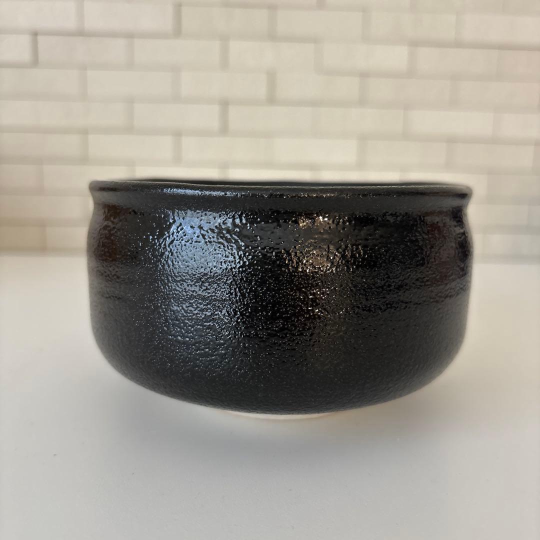 【新品未使用】抹茶茶碗　兎月窯　杉浦文泰作　瀬戸焼　御題『島』共箱　ウコン布