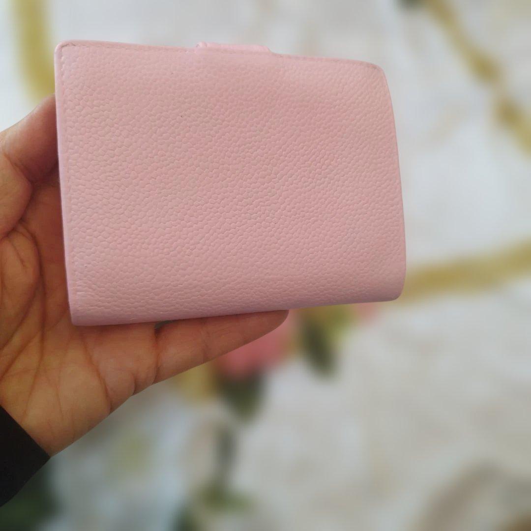 ②シャネルキャビアスキン　がま口コンパクト財布