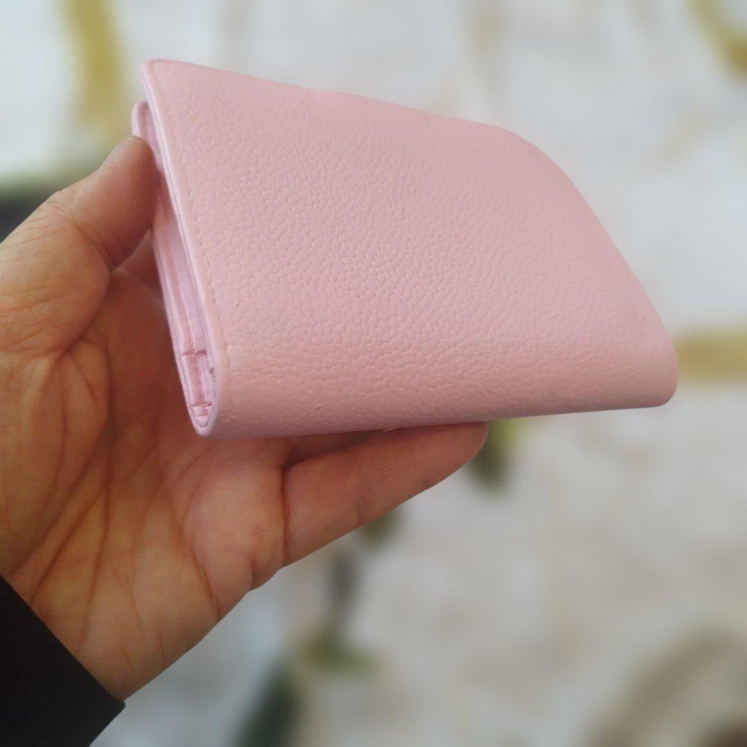 ②シャネルキャビアスキン　がま口コンパクト財布