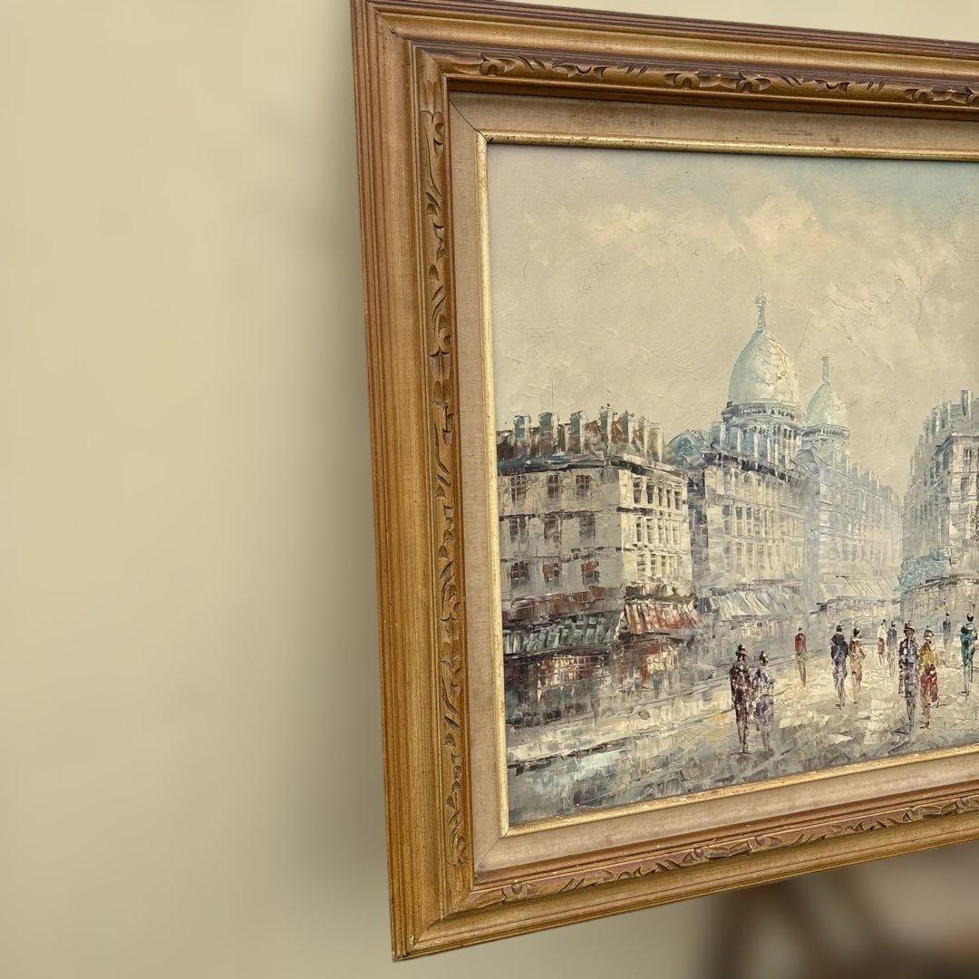 アンティーク　S.Bardot 作　パリ　モンマルトル 風景画　油絵