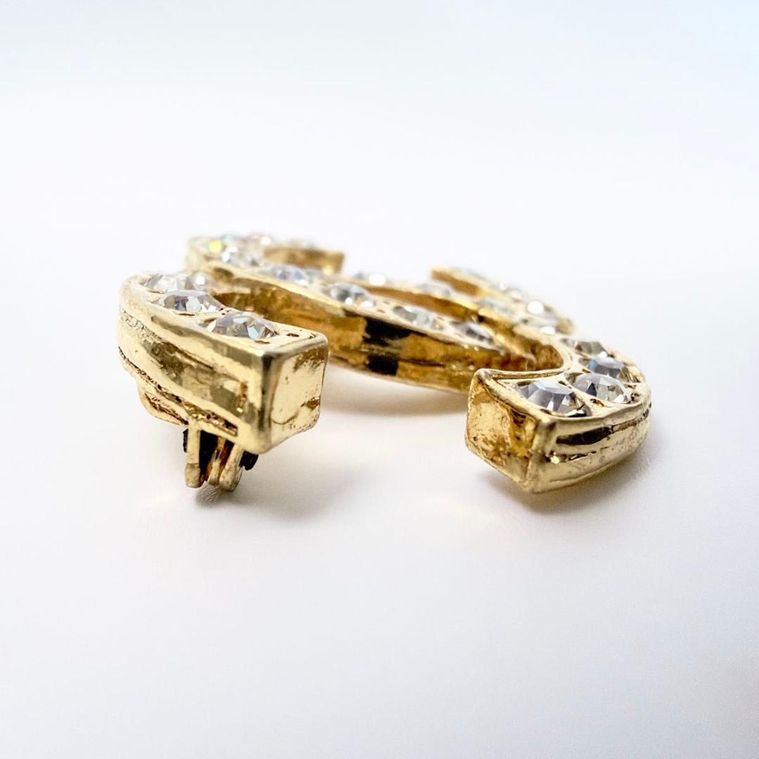 シャネル ココマーク ラインストーン ブローチ レディース ビンテージ ゴールド