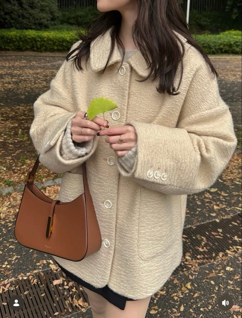 hinari ♡ ステンカラーシャギーミドルコート