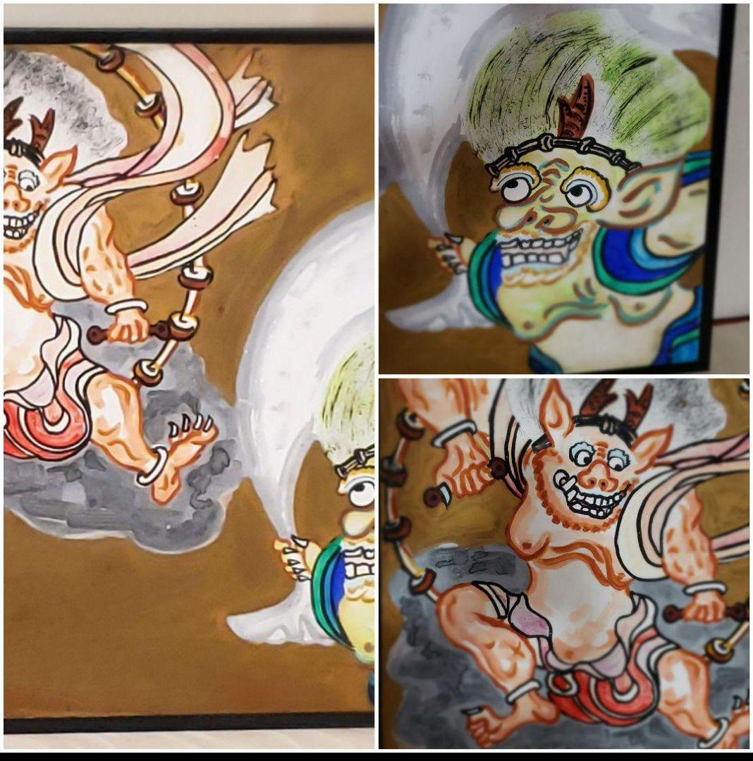 壁掛け　風神と雷神