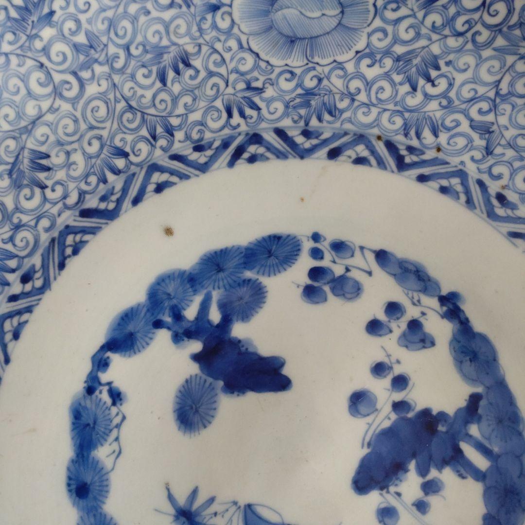 古伊万里　大皿　染付　花唐草　江戸時代　骨董品　アンティーク