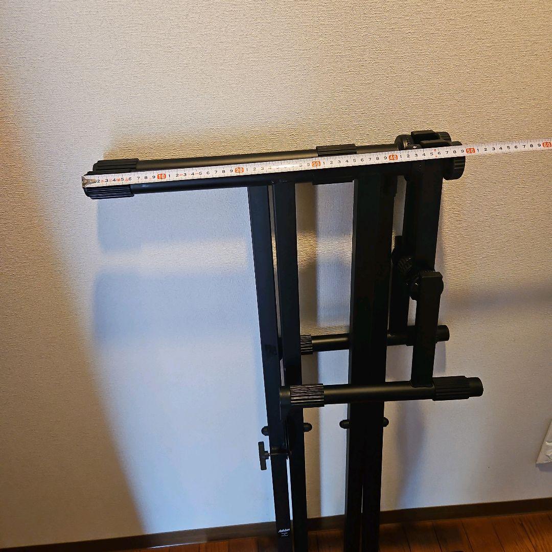 ashton２段　キーボードスタンド 　拡張スタンド高さ、幅調整可能 黒