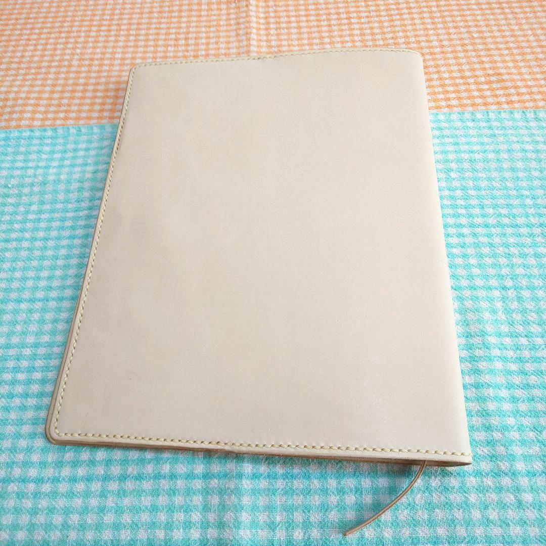 [青木]ヌメ革 ナチュラル レザーカバー、B5 26穴バインダー付