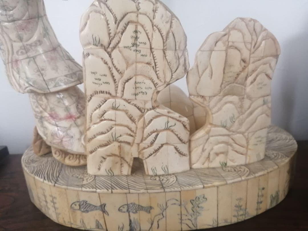 骨董 美術 仙女 天女 天然素材 骨 牙 特大 置き根付