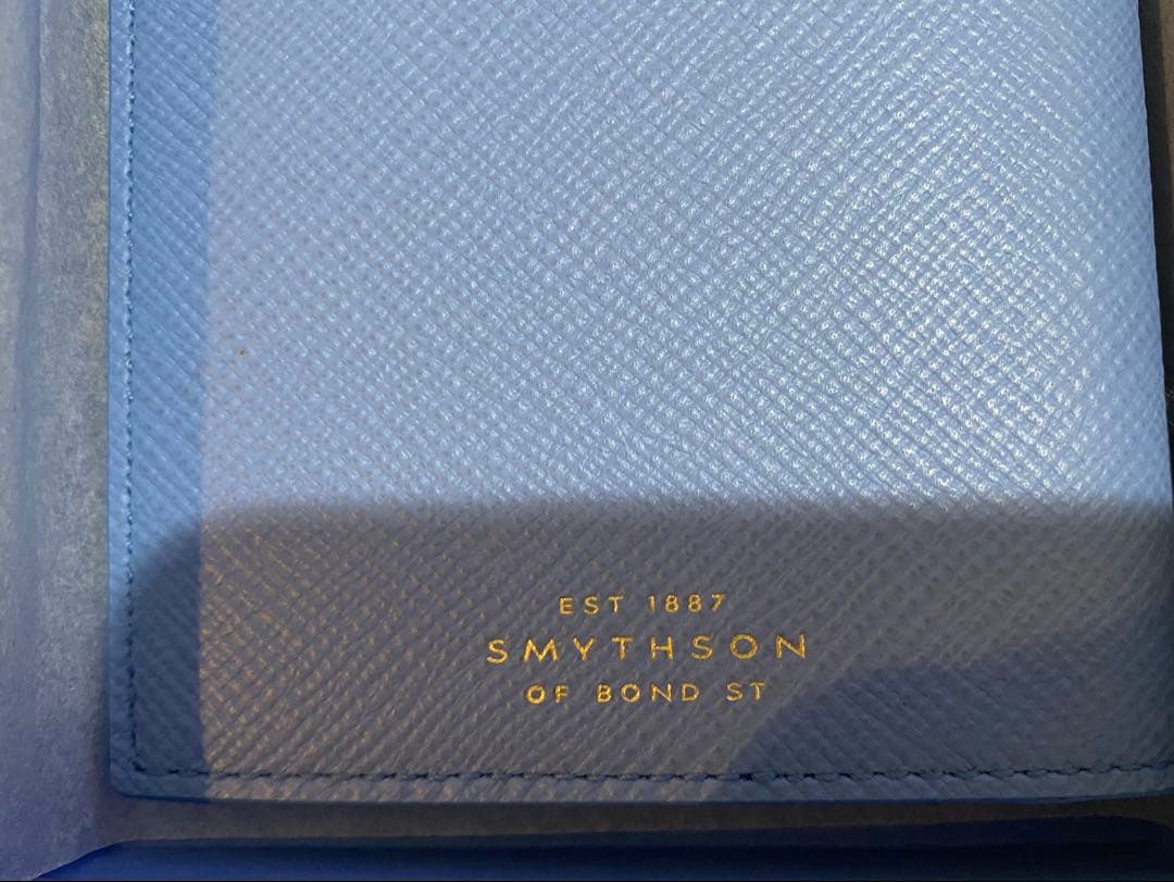 SMYTHSON ブルーレザー パスポートケース