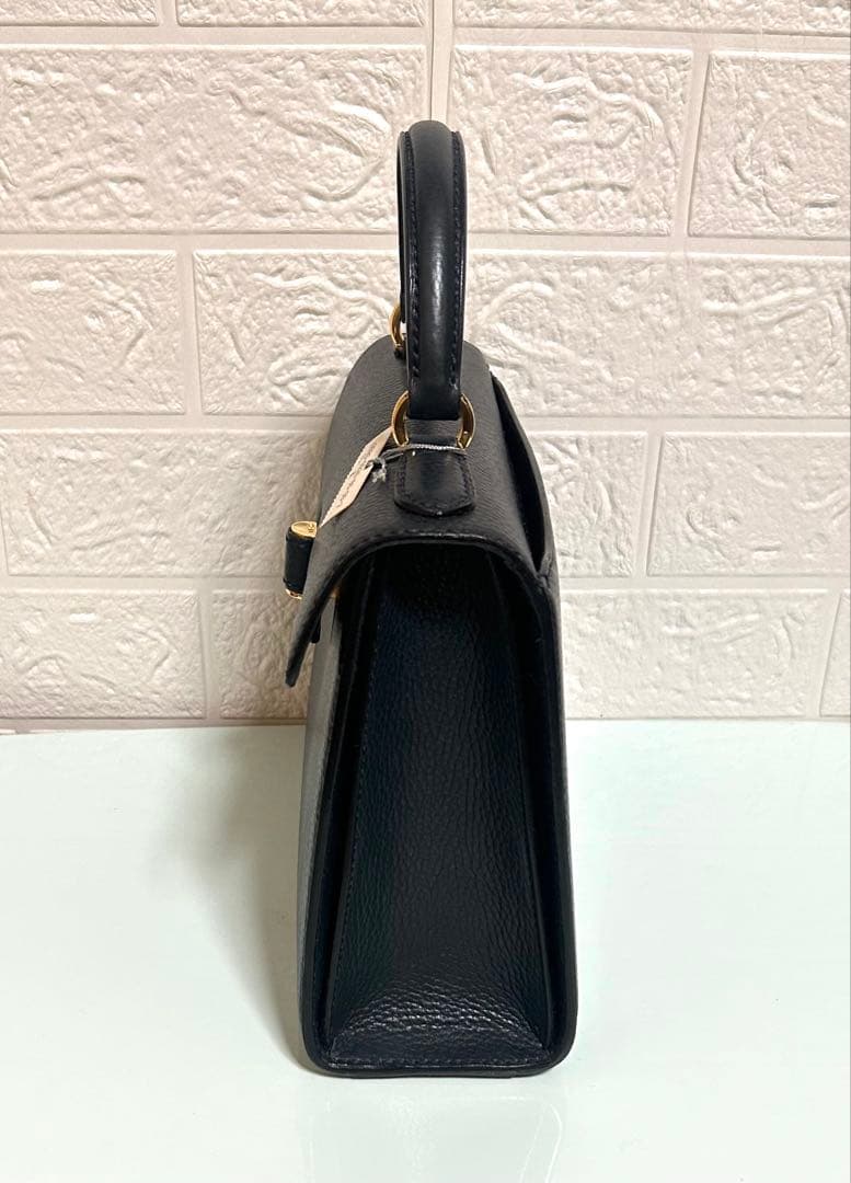 WAKO ネイビー レザー ハンドバッグ