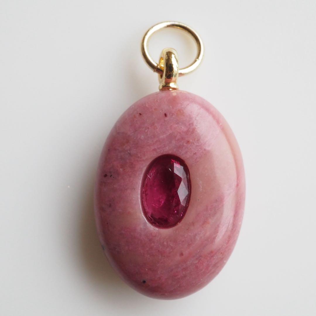 【Noel】天然シリシャスシスト×ジルコニアの大粒ネックレストップ