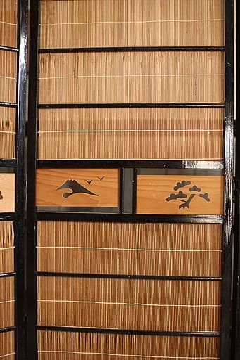 古い竹簾屏風　衝立　目隠し 四つ折り　透かし彫り　古民家　古道具