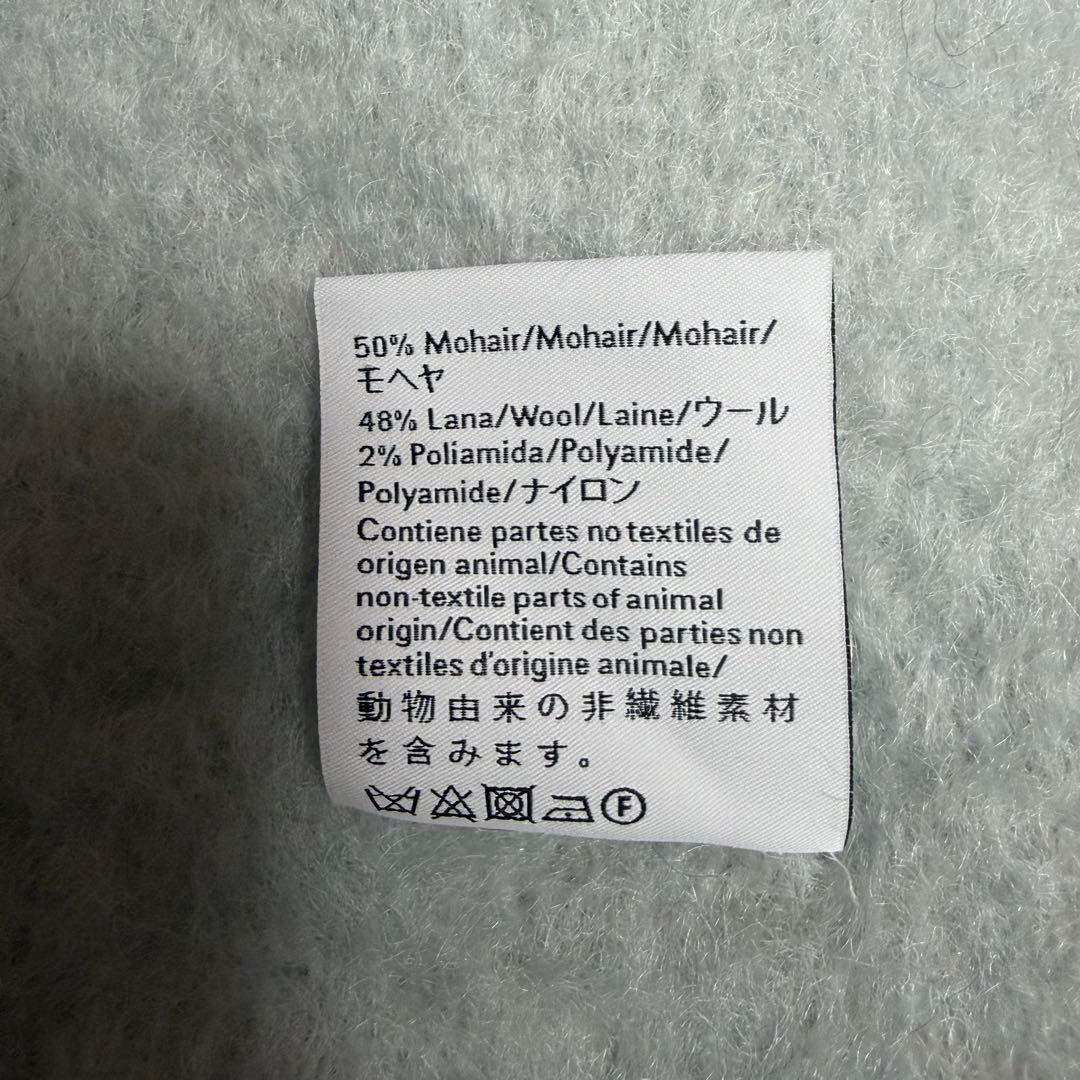 【超美品】LOEWE ロエベ マフラー モヘア ロゴ ボーダー グレー ホワイト