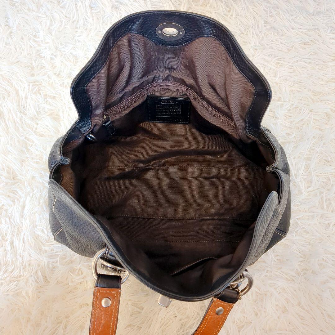 美品✨COACH　チェルシー サッチェル ハンドバッグ ターンロック レザー黒