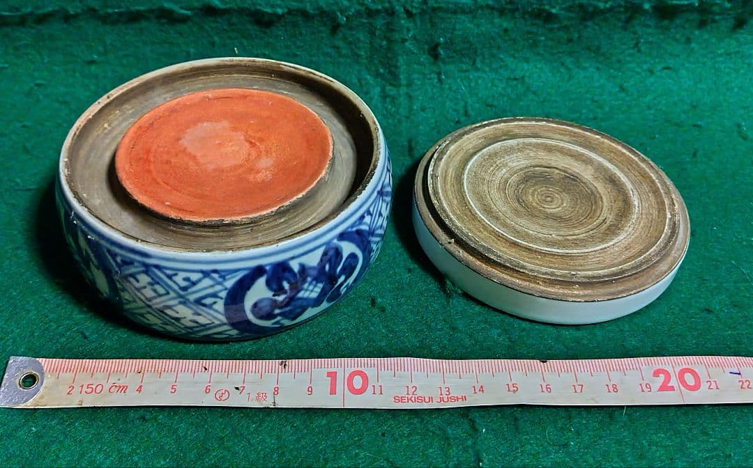 硯　陶器製　中国製　染付　書道