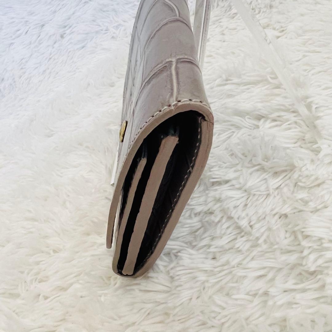 【希少】IL BISONTE クロコ型押し　二つ折財布　本革　バイソン刻印　高級