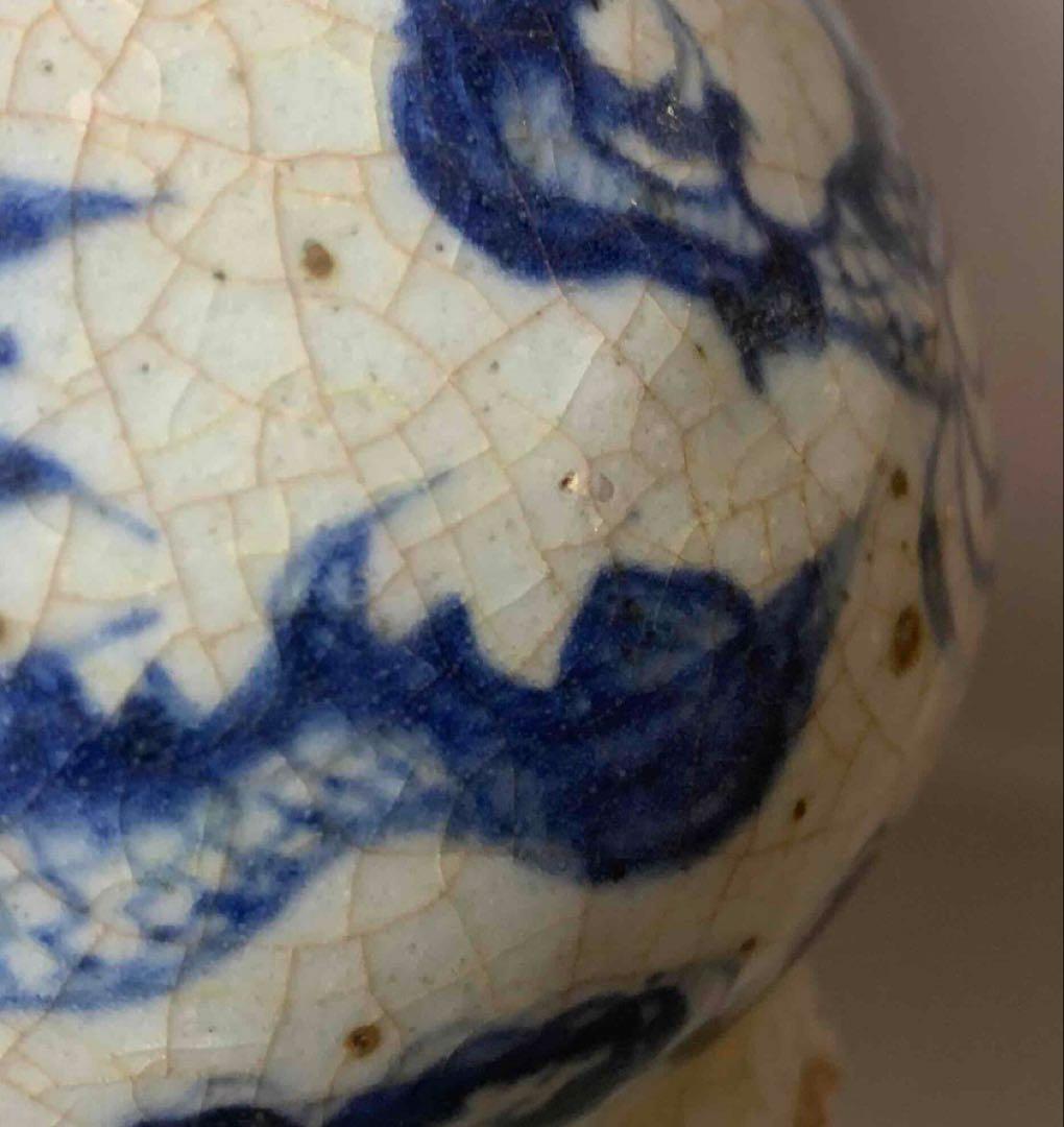 中国 染付徳利形龍絵瓶　f2250906