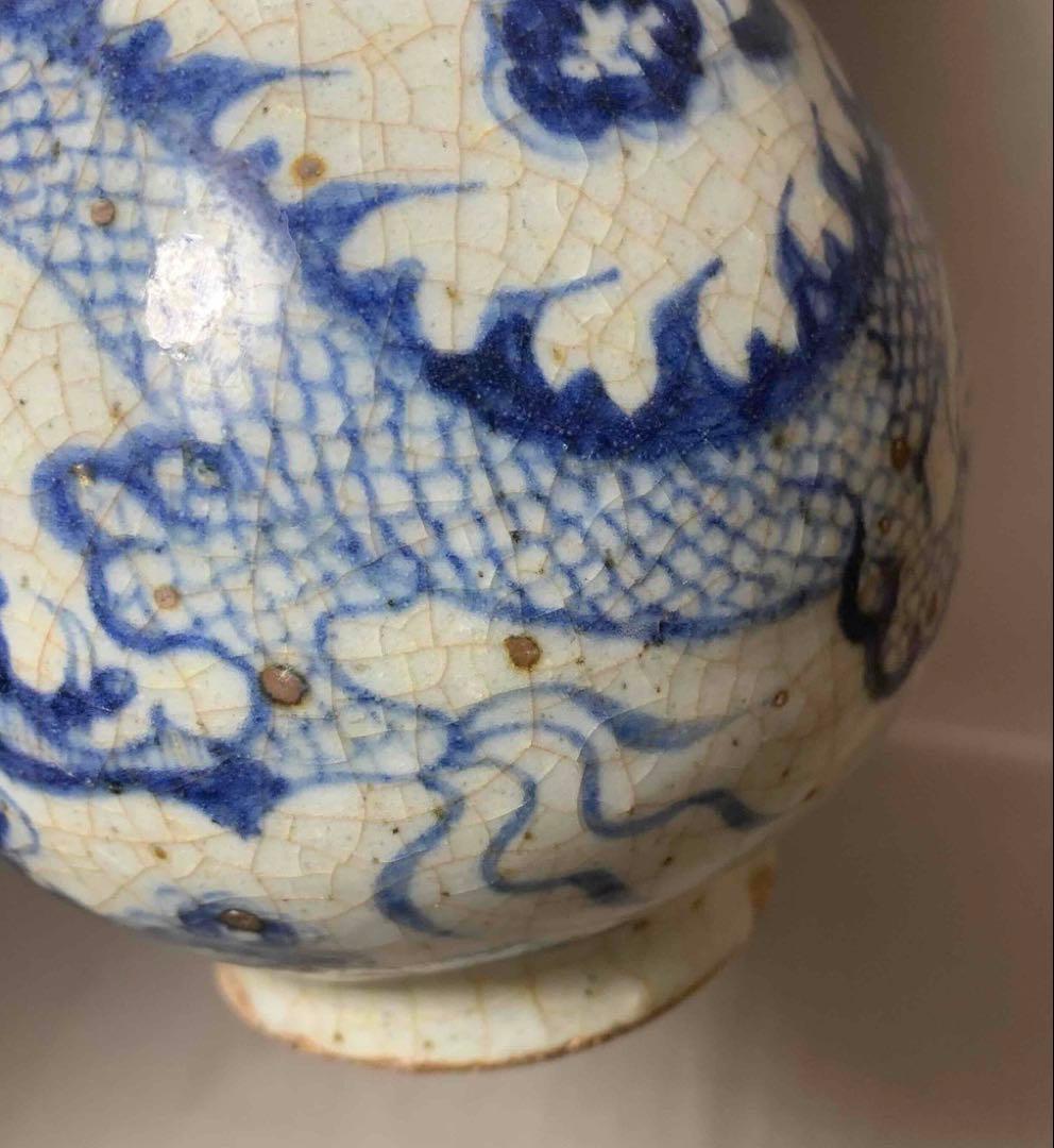 中国 染付徳利形龍絵瓶　f2250906