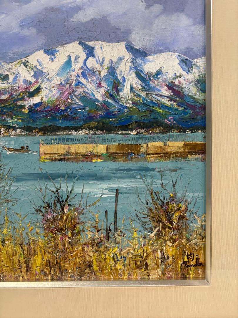 田中均　風景画 油絵　雪の比良　８号