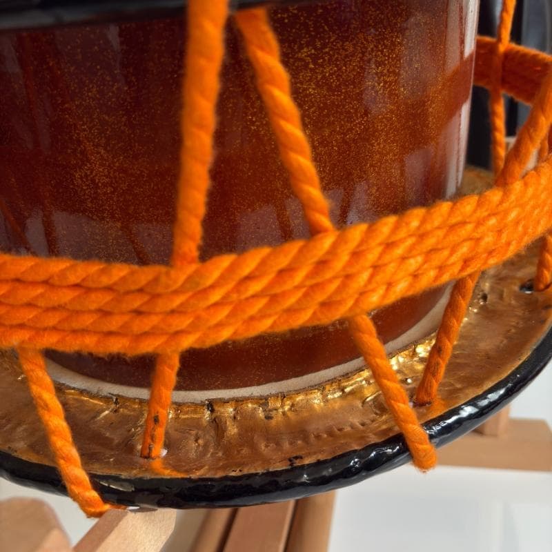 【金箔縁仕上げ・漆塗り】締め太鼓 直径35cm・バチ・和太鼓・締太鼓