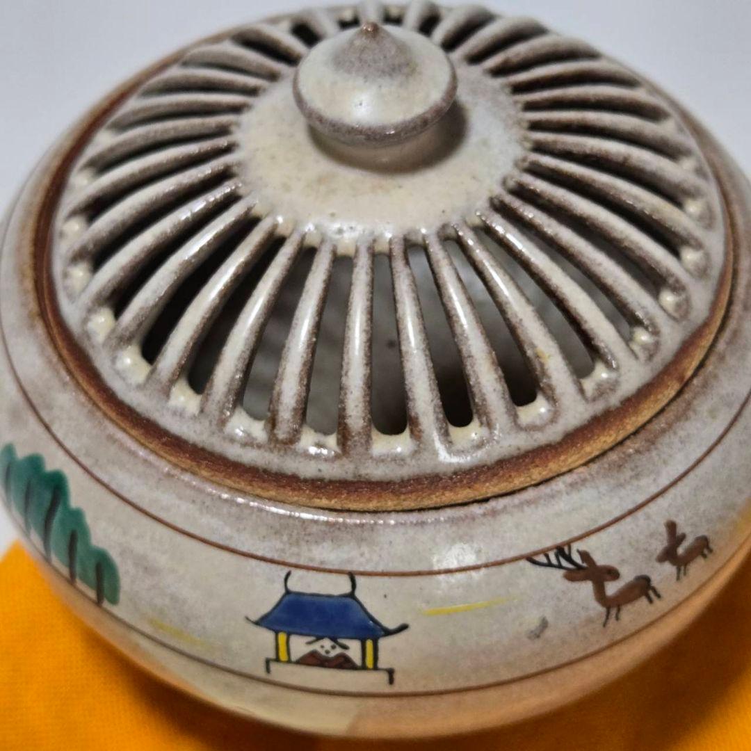 24-1237 赤膚焼　大塩正人作　奈良絵香炉