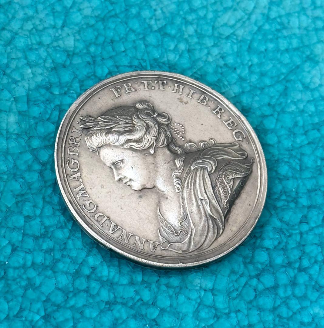 専用手配品　1713年 イギリス アン ユトレヒトの平和 クロッカー 銀メダル