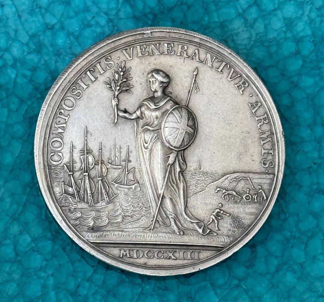 専用手配品　1713年 イギリス アン ユトレヒトの平和 クロッカー 銀メダル