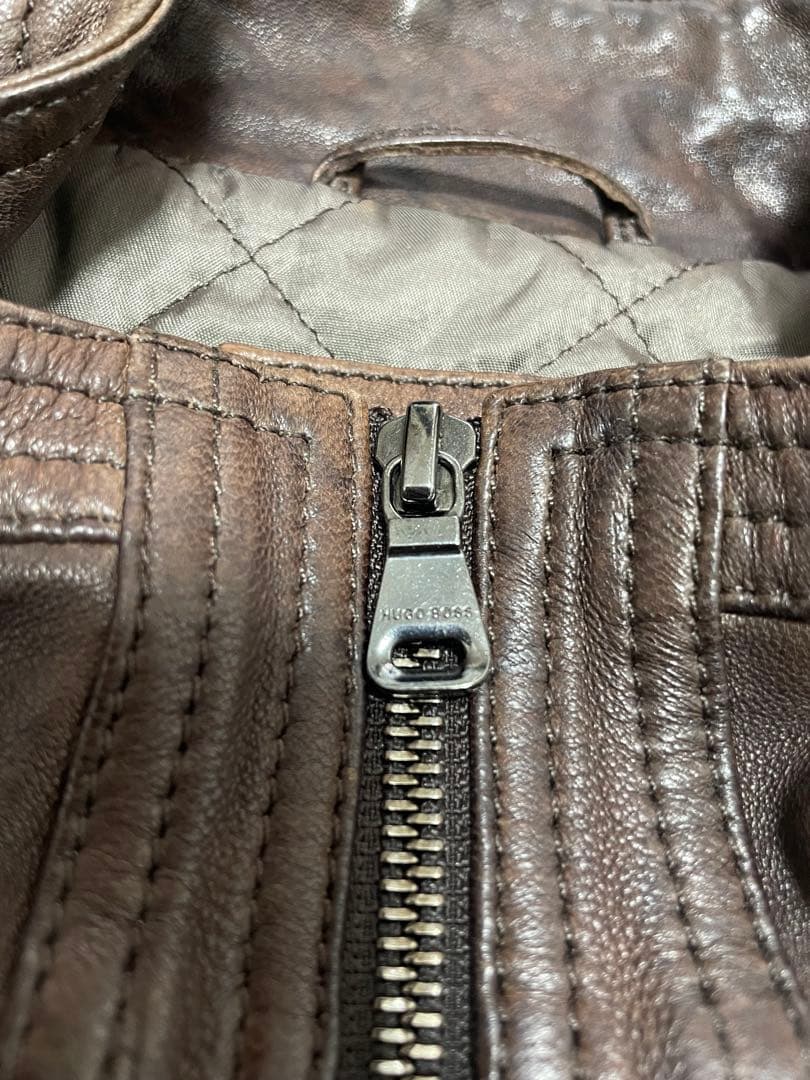 HUGO BOSS★ヒューゴボス★ラムレザーシングルライダースジャケット★50