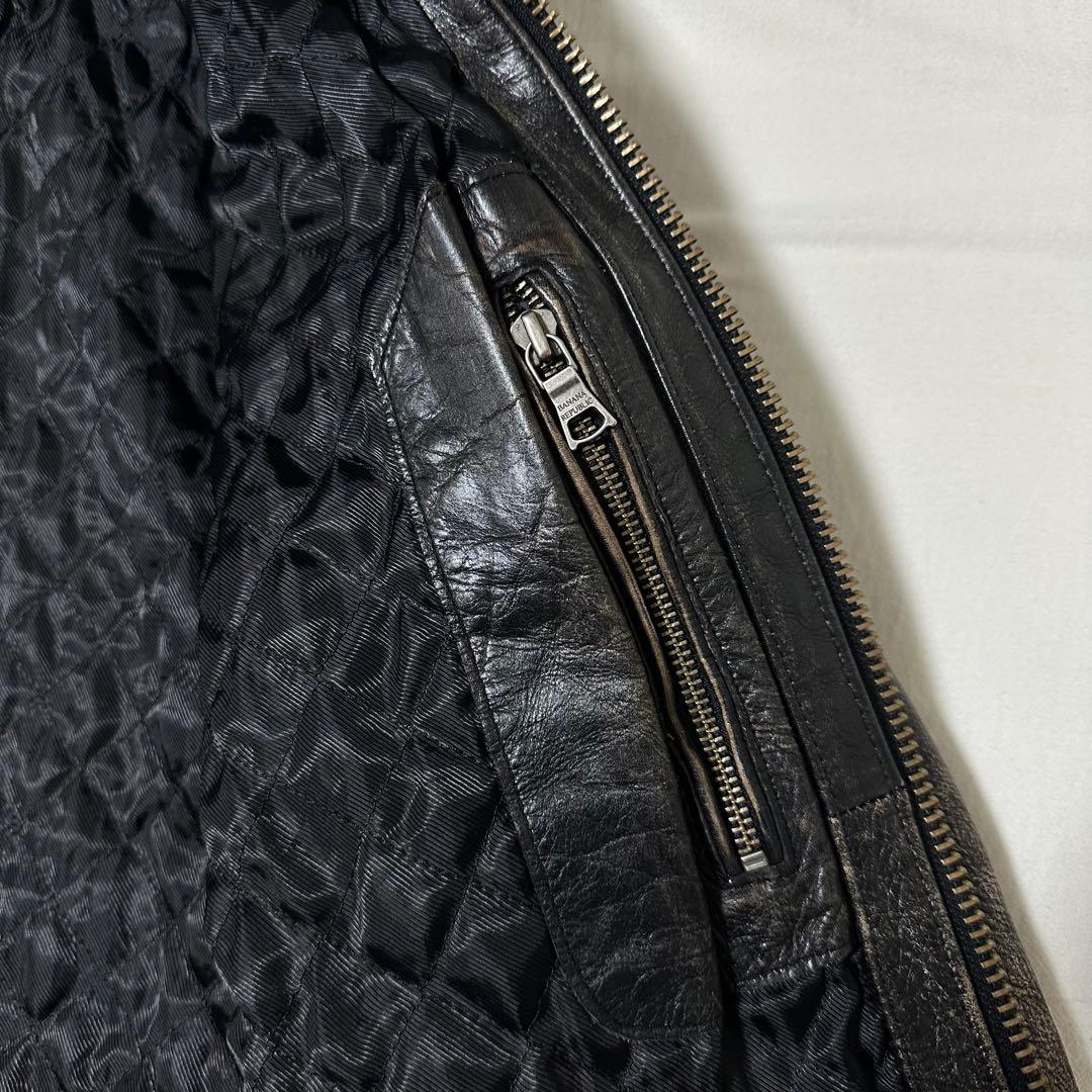 00s BANANA REPUBLIC 加工牛革 シングルライダース 雰囲気抜群
