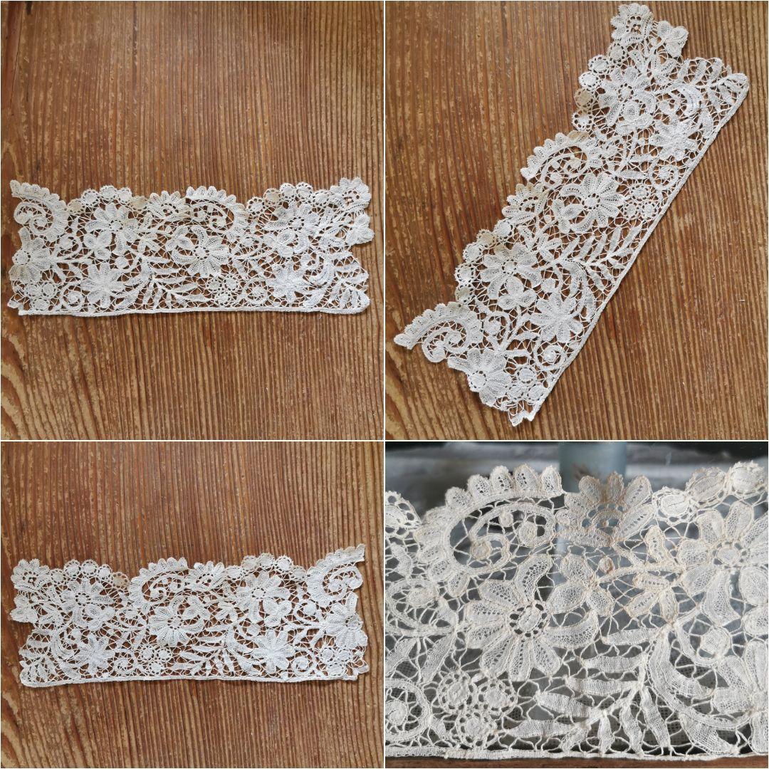 アンティーク 二輪のポワンドローズ デュセスレース 西洋菊 三つ葉 額装にも