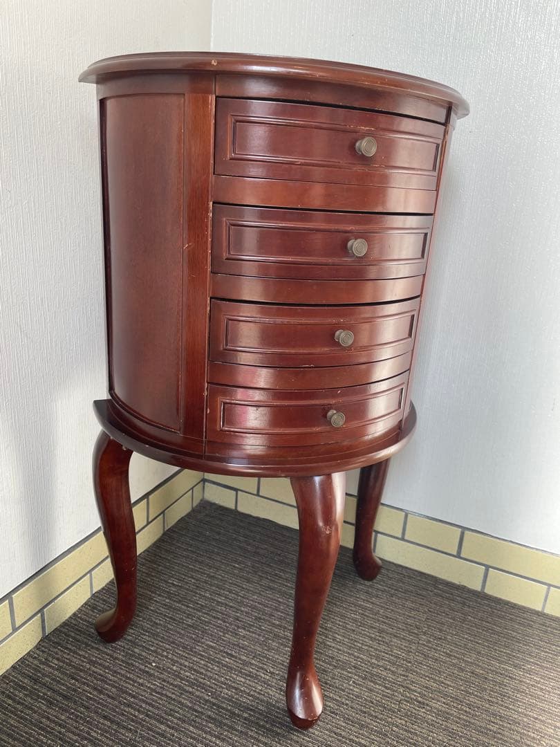 アンティーク ジュエリーチェスト 4段 猫脚 半円