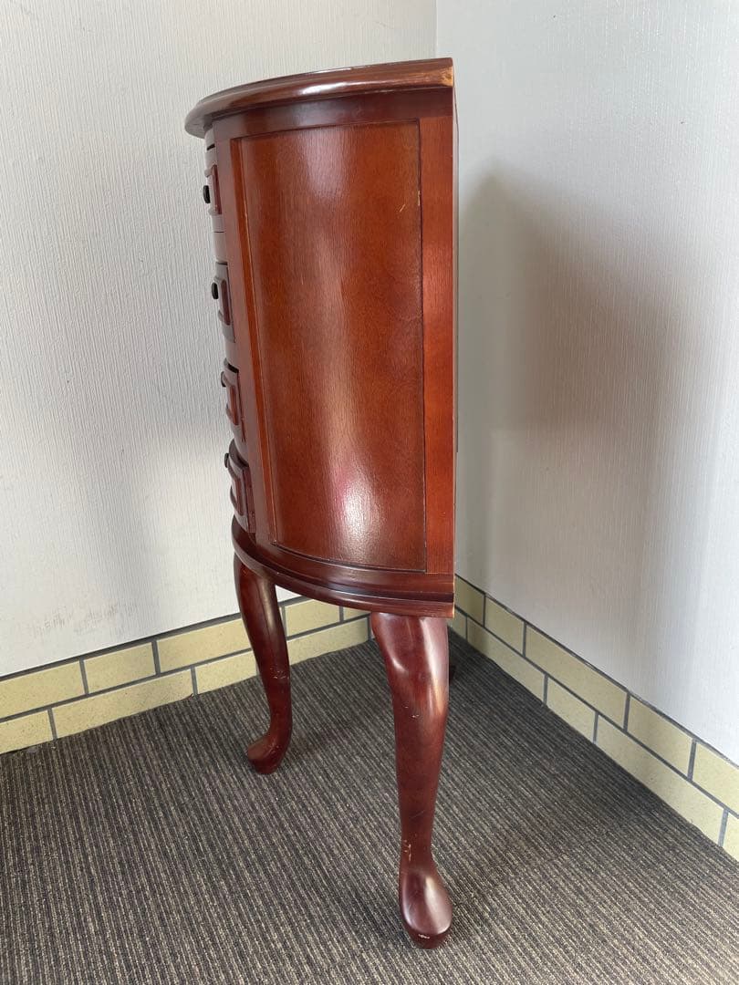 アンティーク ジュエリーチェスト 4段 猫脚 半円