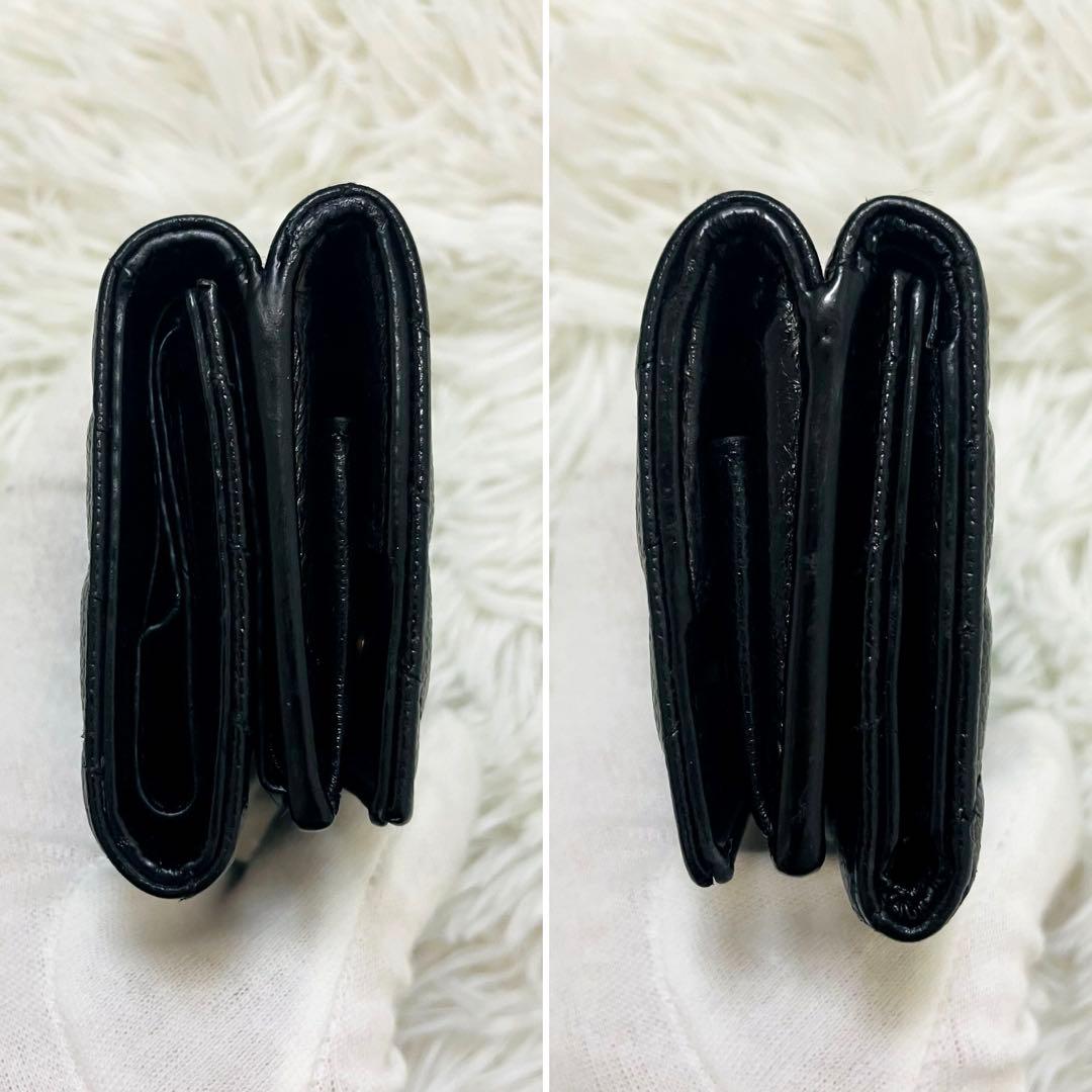 極美✨サンローラン 三つ折り財布 Vステッチ カサンドラ レザー 黒 オリガミ
