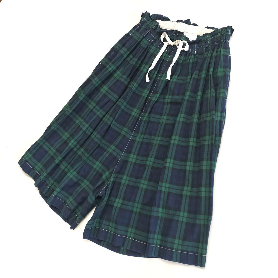 トリココムデギャルソン　チェック　ゴム　パンツ　グリーン　緑