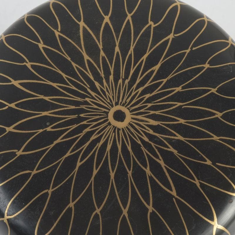 茶道具　中村湖彩作　黒網目蒔絵　中棗　共箱　V　9554