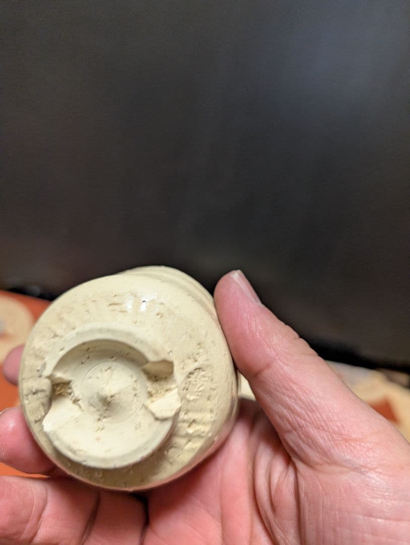 備前焼陶器製茶碗と皿セット印あり、時代物