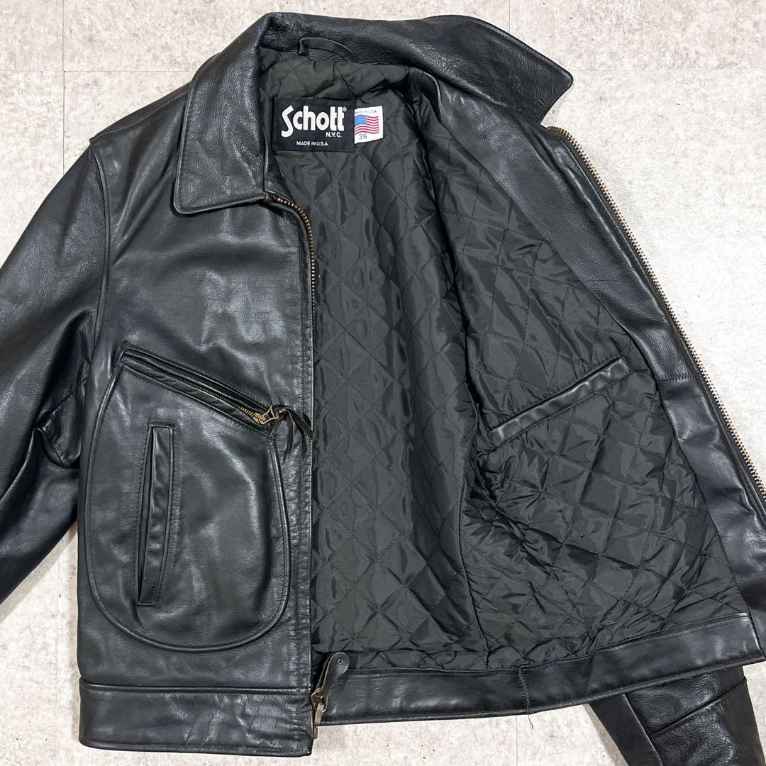 USA製 SCHOTT ショット シングルライダース Dポケット レザー 黒 M