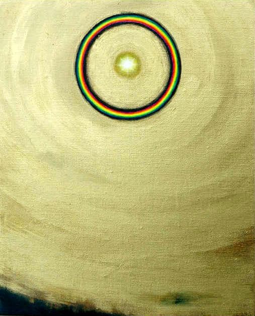 油絵 菅家令子 絵 絵画インテリア額付(白)F3-G112023 風景祈り希望