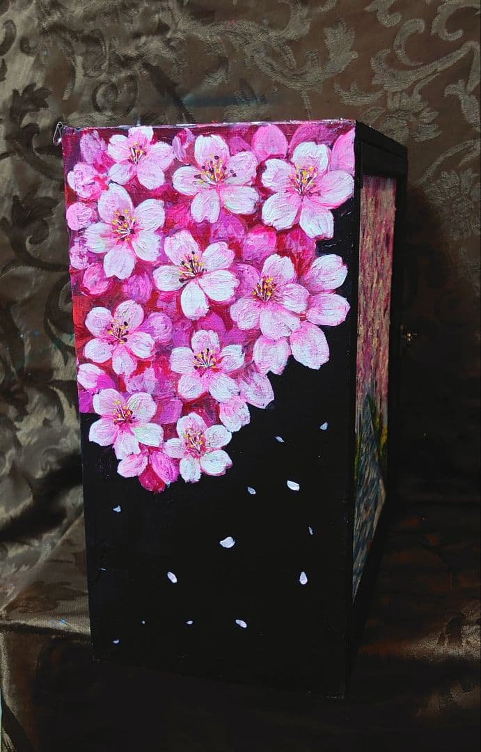油絵 絵画 【手作りボックス】【桜】