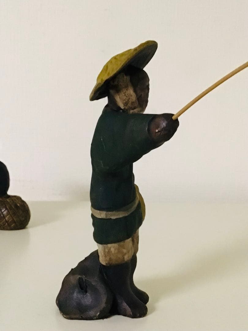 旧家初蔵出し 郷土玩具 民藝品 橋人形 釣り人形 二体セット