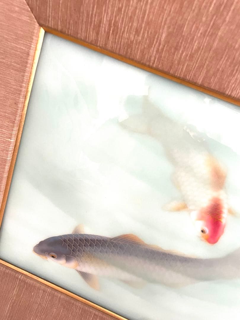 【価格交渉大歓迎】安藤造 七宝 双鯉図 陶額 共箱