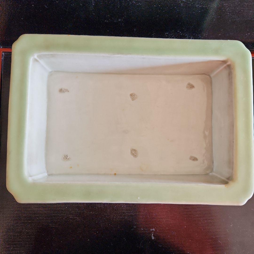 古い青磁水盤花器盆栽