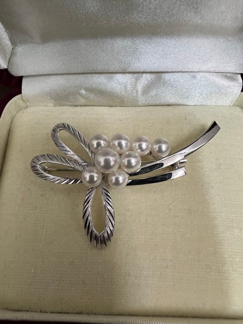 MIKIMOTO シルバーブローチ 花モチーフ パール