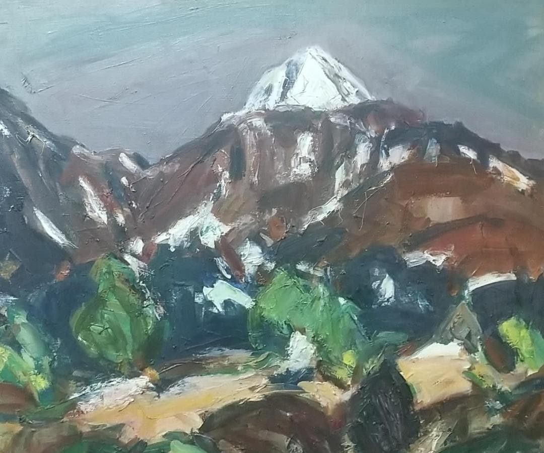 油絵「残雪磐梯」'66 絵画 F10