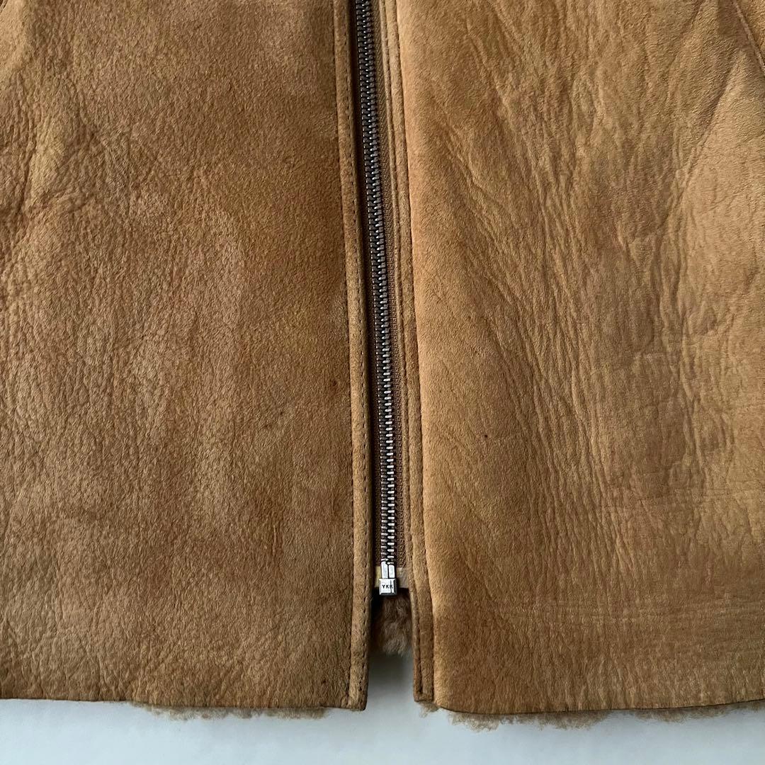 ポールスミス ムートン シングルライダースジャケット レザー 羊革 L ブラウン